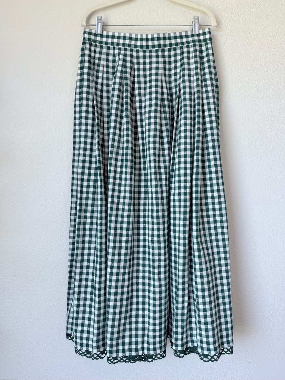Chiemseer Dirndl & Tracht Green Gingham Cotton Maxi Skirt Size 42 NWT
